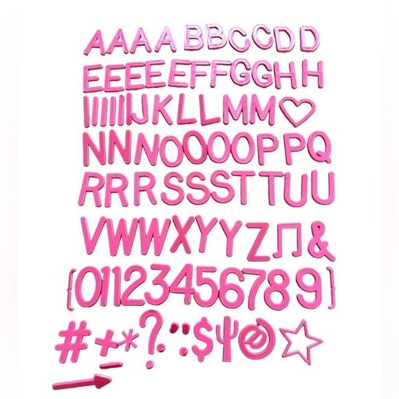NEW PINK Plastic Letters Numbers & Symbols Set for Felt Letter Board (2 Sizes) - Picture 3 of 13